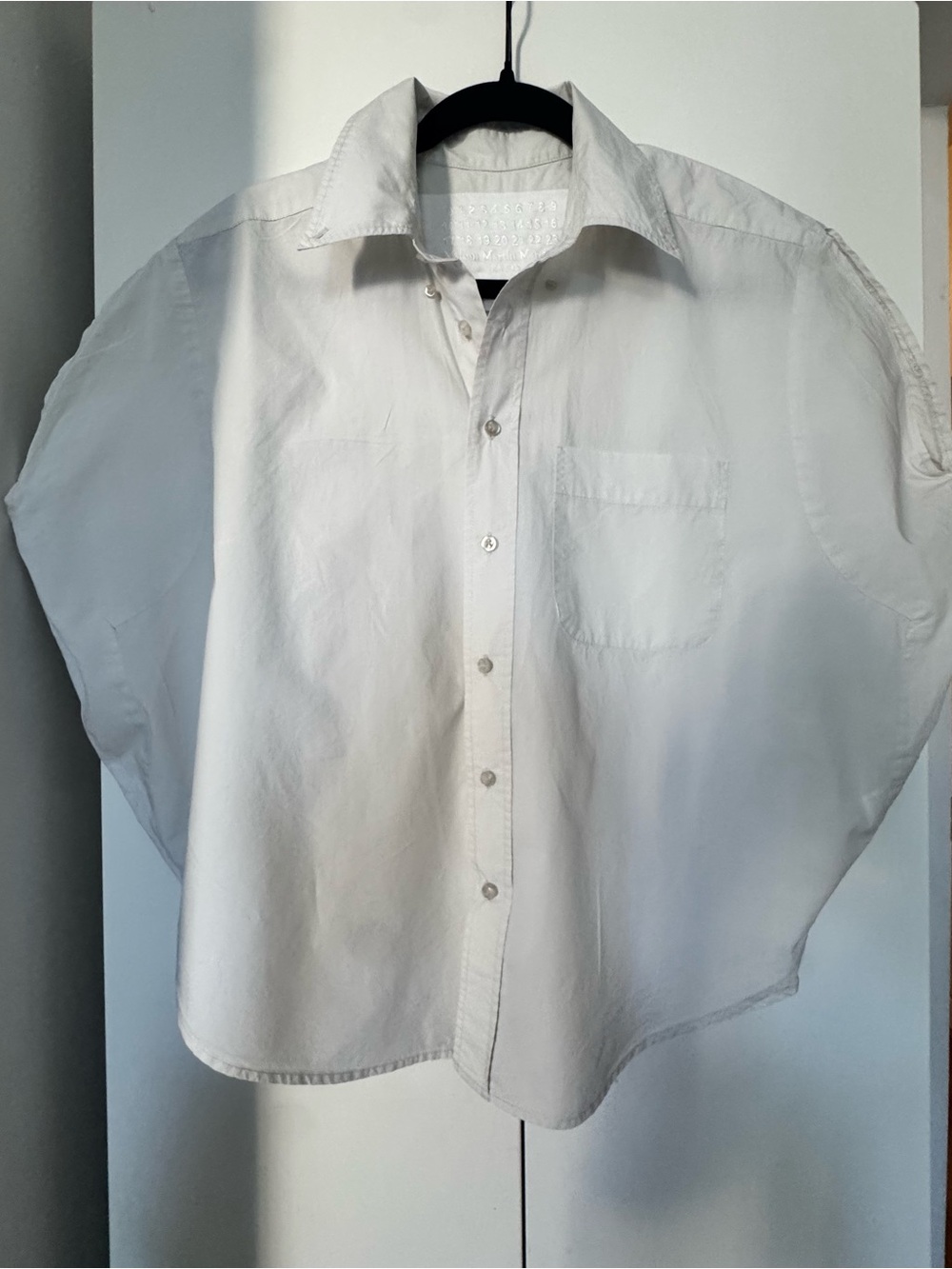 Maison Margiela for H&M White Short-Sleeve Button-Up circle shirt